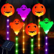 Detailed information about the product Ghost Light Garden Lights 6 in 1 Halloween String Solar Halloween Decorative LED Outdoor Waterproof Ghost Stake Lights for Pathway Yard Garden Decoration