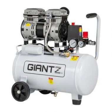 Giantz 24L Air Compressor Quiet 0.75HP Oil-Free Portable Tyre Inflator 40L/Min