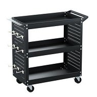 Detailed information about the product Giantz 3-Tier Tool Cart Storage Trolley Workshop Garage Pegboard Hooks Black