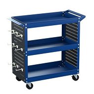Detailed information about the product Giantz 3-Tier Tool Cart Storage Trolley Workshop Garage Pegboard Hooks Blue