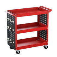 Detailed information about the product Giantz 3-Tier Tool Cart Storage Trolley Workshop Garage Pegboard Hooks Red