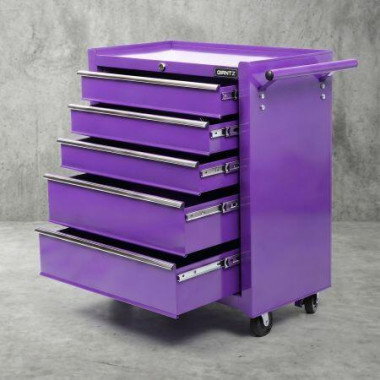 Giantz 5 Drawer Tool Chest Trolley Cabinet Toolbox Heavy Duty Garage Storage Organiser Purple