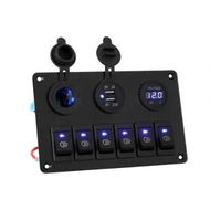 Detailed information about the product Giantz 6 Gang 12V Switch Panel For Car Boat Marine USB ON-OFF LED Rocker Toggle