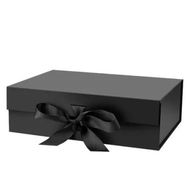 Detailed information about the product Gift Box with Lid for Presents 26x19x8cm with Ribbon and Magnetic Closure (1Pack,Black)