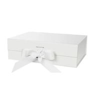 Detailed information about the product Gift Box with Lid for Presents 26x19x8cm with Ribbon and Magnetic Closure (1Pack,White)