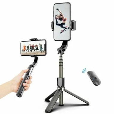 Gimbal Stabilizer Selfie Stick Tripod Phone 5-Section Remote Shutter Clamp Smart Rotatable 3-in-1 Portable Video Photography