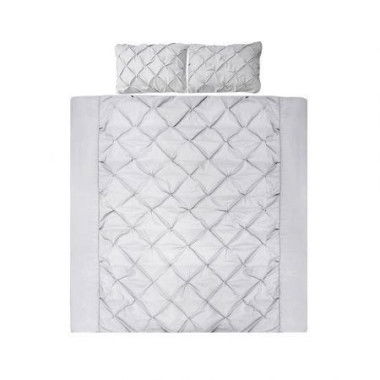 Giselle Quilt Cover Set Diamond Pinch Grey - Queen