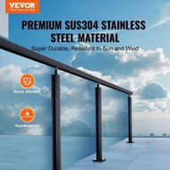 Detailed information about the product Glass Clamp, 35.83' Height Glass Railing Bracket for 0.39 '-0.47 ' Thickness Tempered Glass, 304 Stainless Steel Glass Mounting Clamp, Glass Shelf Bracket for Balcony, Garden, Deck, Stair, Black