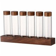 Detailed information about the product Glass Test Tube Set with Plastic Stoppers and Wood Rack Glass Coffee Bean Container Mini Glass Bottles Jars for Lab,Party Favors,Candy,Beads,6 Piece Set/19ml