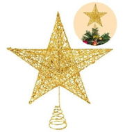 Detailed information about the product Glittered Christmas Tree Topper,10 Inches Gold Glitter Christmas Tree Ornaments Metal Hollow Star for Christmas Tree Home Decoration