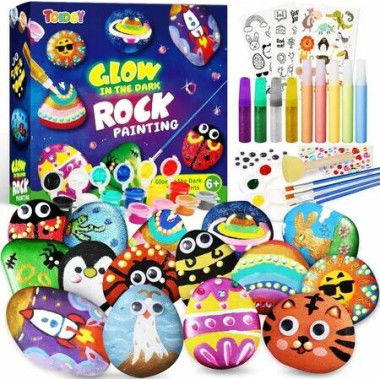 Glow in the Dark Rock Painting Kit for Kids Creative Art Toys for Kids for Kids Arts and Crafts Set Activities Christmas Gift