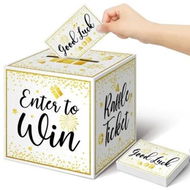 Detailed information about the product Gold Brass Donation Box Ballot Box Raffle Box Safe Suggestion Box with Raffle Tickets Cards Ballot Box with Slot Collection Box for Raffles (1 Pack)