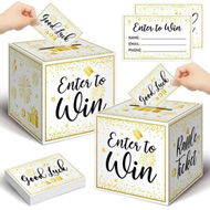 Detailed information about the product Gold Brass Donation Box Ballot Box Raffle Box Safe Suggestion Box with Raffle Tickets Cards Ballot Box with Slot Collection Box for Raffles (2 Pack)