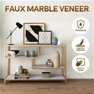 Detailed information about the product Gold Console Sofa Table End Entryway Hallway Small TV Stand Faux Marble 4 Tiers Storage Shelves