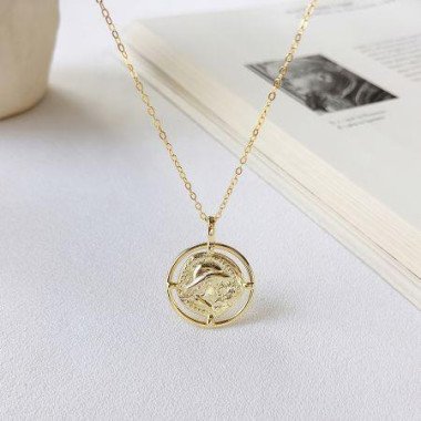 Gold Plated Sterling Silver Coin Pendant Necklace
