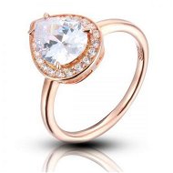 Detailed information about the product Golden Rose Sterling Silver Pear Shaped Pave Engagement Ring