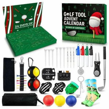 Golf Advent Calendar 2025 24 Days Countdown 24PCS Accessories Tees Balls Markers Tool Gift Set Christmas Birthday Present Dad Husband Golfer