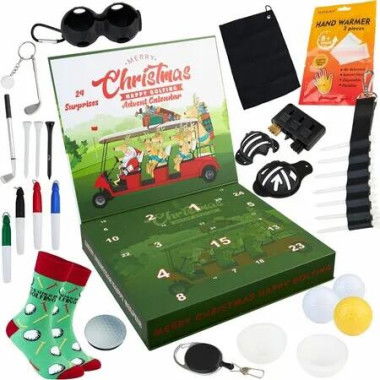 Golf Advent Calendar 2025 for Men Christmas Countdown Calendar 24 Mini Golf Surprises Socks Novelty Fun Gifts Dad Lovers