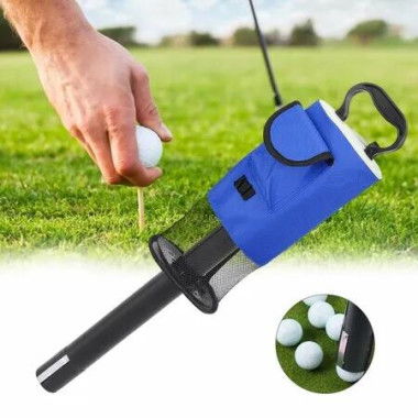 Golf Ball Retriever,Portable Shag Bag Golf Ball Pick Up with Removable Plastic Tube,Pocket Shagger Storage Color Blue