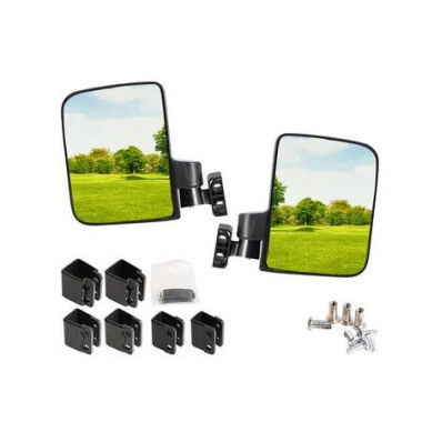 Golf Cart Mirror No Drilling Side Mirrors Universal for Yamaha, Club Car, EZGO, Folding Side Rear View Mirrors Adjustable 180 Degree HD Glass