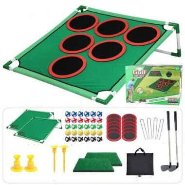 Golf Chipping Game with Club, Sticky Golf Training Mat Game,Golf Hitting Pad with 30 Balls,2 Hitting Mats,12 Target Rings,Indoor or Outdoor Practice Toy