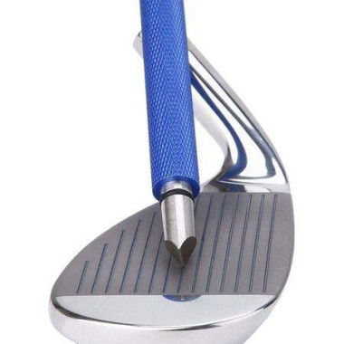 Golf Club Groove Sharpener Re-Grooving Tool And Cleaner For Wedges & Irons - Generate Optimal Backspin - Suitable For U & V-Grooves (Blue)