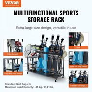 Detailed information about the product Golf Storage Garage Organizer 3 Golf Bag Stand Holder and Other Sports Equipment Storage Rack Rolling Ball Cart on Wheels Outdoor Sport Gear & Toy Storage