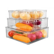 Detailed information about the product GOMINIMO 10 Pack Clear Stackable Fridge Organiser Bins with Lids (Transparent) GO-STO-103-ZG