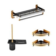 Detailed information about the product Gominimo Bathroom Wall Mount Black Gold Accessories Set (B)