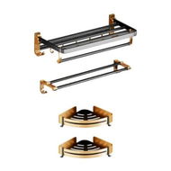 Detailed information about the product Gominimo Bathroom Wall Mount Black Gold Accessories Set (C)