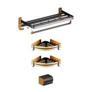 Detailed information about the product Gominimo Bathroom Wall Mount Black Gold Accessories Set (D)