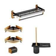 Detailed information about the product Gominimo Bathroom Wall Mount Black Gold Accessories Set (E)