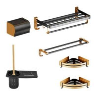 Detailed information about the product Gominimo Bathroom Wall Mount Black Gold Accessories Set (G)