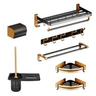 Detailed information about the product Gominimo Bathroom Wall Mount Black Gold Accessories Set (H)