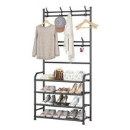 Detailed information about the product GOMINIMO Clothes Rack with Shoe Rack Shelves (Black)