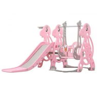 Detailed information about the product GOMINIMO Kids Slide and Swing Set with Basketball Hoop (Pink Dinosaur) GO-KS-101-TF