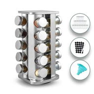 Detailed information about the product Gominimo Quadrate Rotating Spice Rack Organizer (20 Jars) with Label Sticker and Silicone Funnel