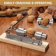Detailed information about the product Good Heavy Duty Pecan Nut Cracker Tool With 4 Picks Wood Base & Handle.