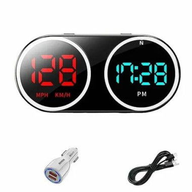 GPS Speedometer HUD,Upgraded HD Digital Head-Up Display with MPH KM/H&Time,Compass Direction,Plug & Play with USB Cable & Car Charger Adapter