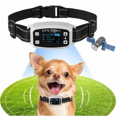 GPS Wireless Dog Fence,Boundary Containment System Safe Effective Beep Shock Dog Fence, Waterproof Training Collar Adjustable Control Range,White