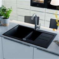 Detailed information about the product Granite Kitchen Sink Double Basin Black
