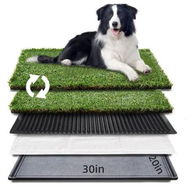 Detailed information about the product Grass Mat with Tray, Suitable for Indoor and Outdoor Use, Puppy Lawn Grass Mat Reusable Training Mat, Two Replaceable Grass MatsGrass Mat with Tray