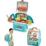Detailed information about the product Green 2 In 1 Portable Backpack Kitchen Pretend Play Set With Cooking Utensils Pots Fruits And Vegetables Skill-Building Role Playing Game