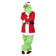 Detailed information about the product Green Deluxe Monster Costume for Men 7PCS Adult Santa Suit Set Furry Christmas Santa Claus Outfit Size M