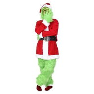 Detailed information about the product Green Deluxe Monster Costume for Men 7PCS Santa Suit Set Furry Christmas Santa Claus Outfit Size XL