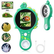 Detailed information about the product Green Dino Microscope Photo Video All In One 2.0 Inch Screen Childrens 8 Adjustable LED Lights Cultivate Kids Interests