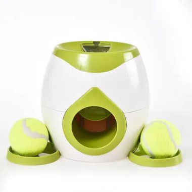 Green Double Hole Dog Food Reward Machine Interactive Training Toy Intelligent Automatic Feeder for Pets