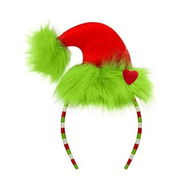 Detailed information about the product Green Fur Headband with Christmas Bow Antlers Ideal For Christmas Parties Dances And Festive Events