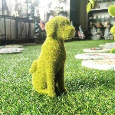 Green Garden Sculptures And Statues Flocking Puppy Lawn Ornaments