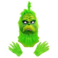 Detailed information about the product Green Monster Grinch Mask and Gloves for Adult Thief Cosplay Props, Christmas Decoration